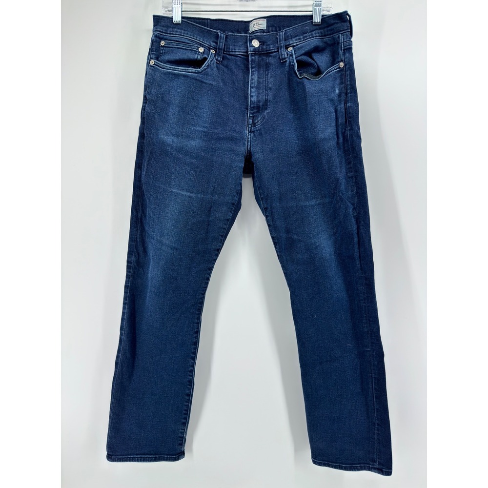 J.Crew Mens Dark Wash Denim Jeans 33x30 Blue Five Pocket Straight Leg Pants